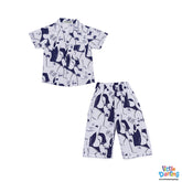 Stylish Boys White Printed Shirt and Shorts Set