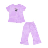 Girls Lavender Dior Print Top & Flared Pants Set