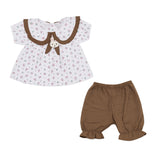 Baby Girls Floral Bunny Top & Brown Shorts Set