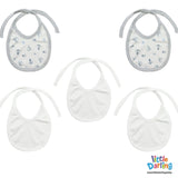 Anchor & Boat Printed Pack of 5 Bibs | Little Darling - Zubaidas Mothershop