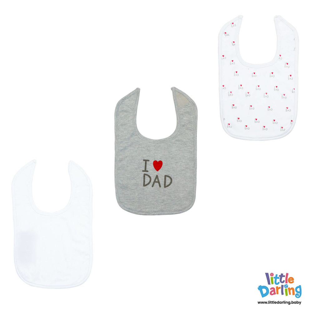 Baby Bibs Pk Of 3 I Love Dad | Little Darling - Zubaidas Mothershop