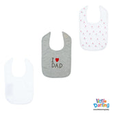 Baby Bibs Pk Of 3 I Love Dad | Little Darling - Zubaidas Mothershop