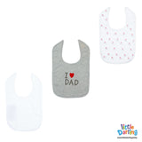 Baby Bibs Pk Of 3 I Love Dad | Little Darling - Zubaidas Mothershop