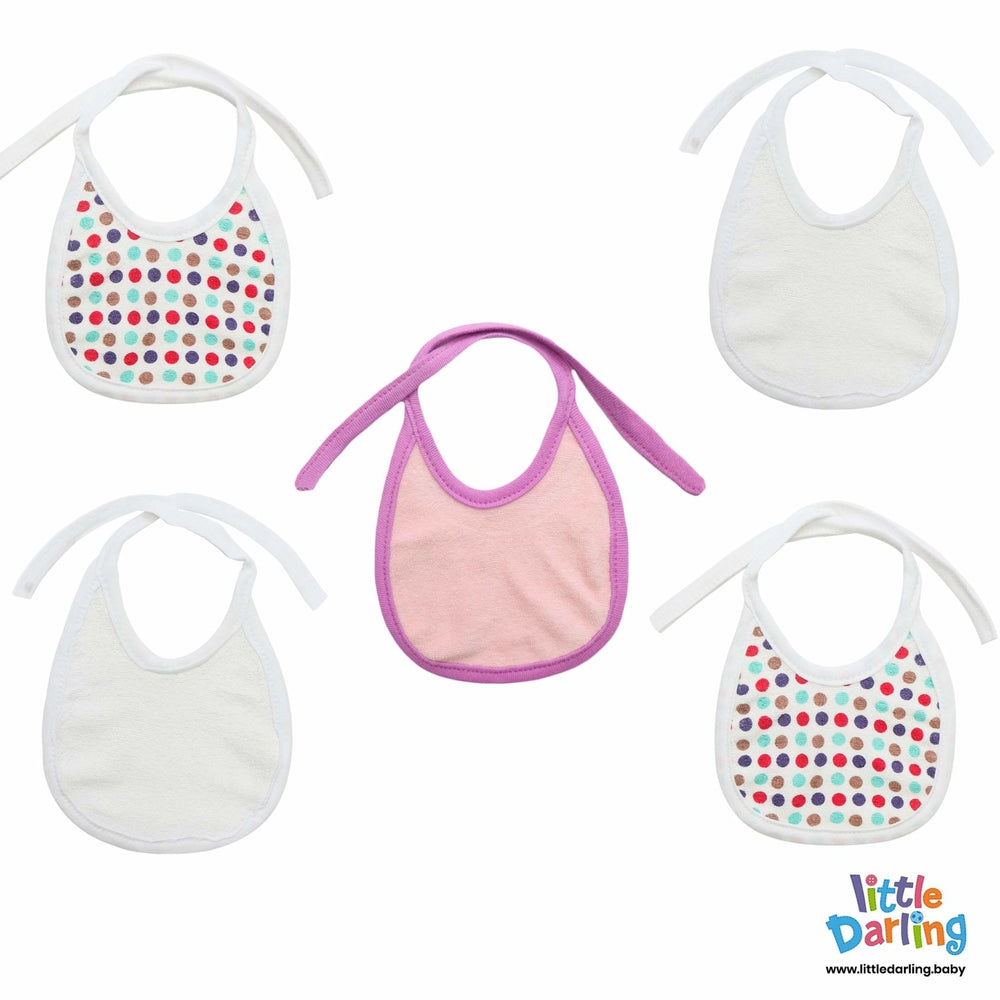 Baby Bibs Pk of 5 Multi Color Dots | Little Darling - Zubaidas Mothershop