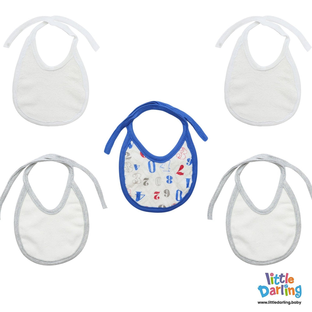 Baby Bibs Pk of 5 Numbers Print | Little Darling - Zubaidas Mothershop