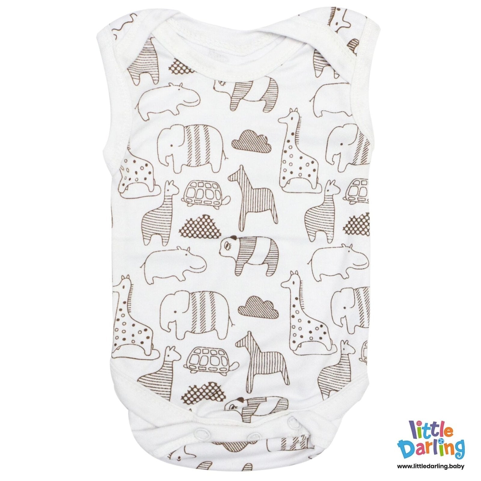 Baby Bodysuit Pk Of 3 Sleeveless Animal Print by Little Darling