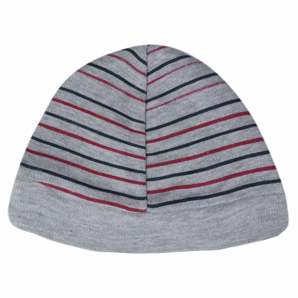 Baby Cap Gray Color With Stripes | Little Darling - Zubaidas Mothershop