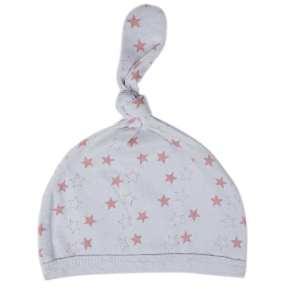 Baby Cap White Color Stars Print | Little Darling - Zubaidas Mothershop