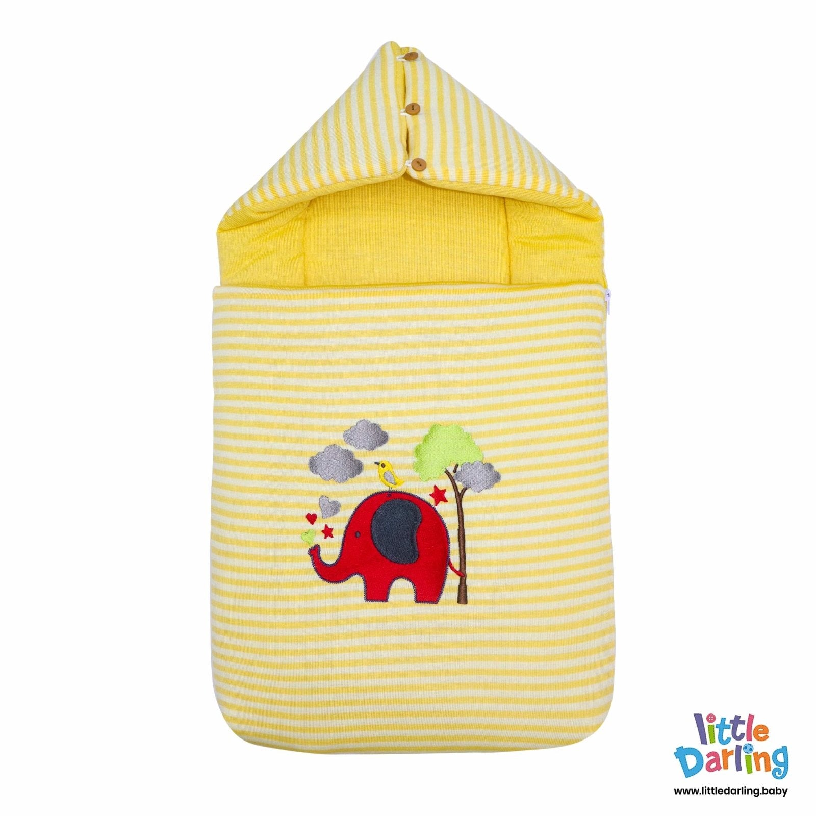 Baby Carry Nest Hooded With Pillow Yellow Stripes by Little Darling