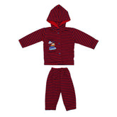 Baby Hooded Woolen Suit Red Stripes | Little Darling - Zubaidas Mothershop