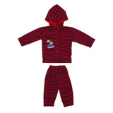 Baby Hooded Woolen Suit Red Stripes | Little Darling - Zubaidas Mothershop