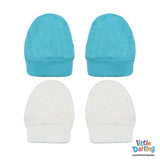 Baby Mittens Pair Pk Of 2 Aqua | Little Darling - Zubaidas Mothershop