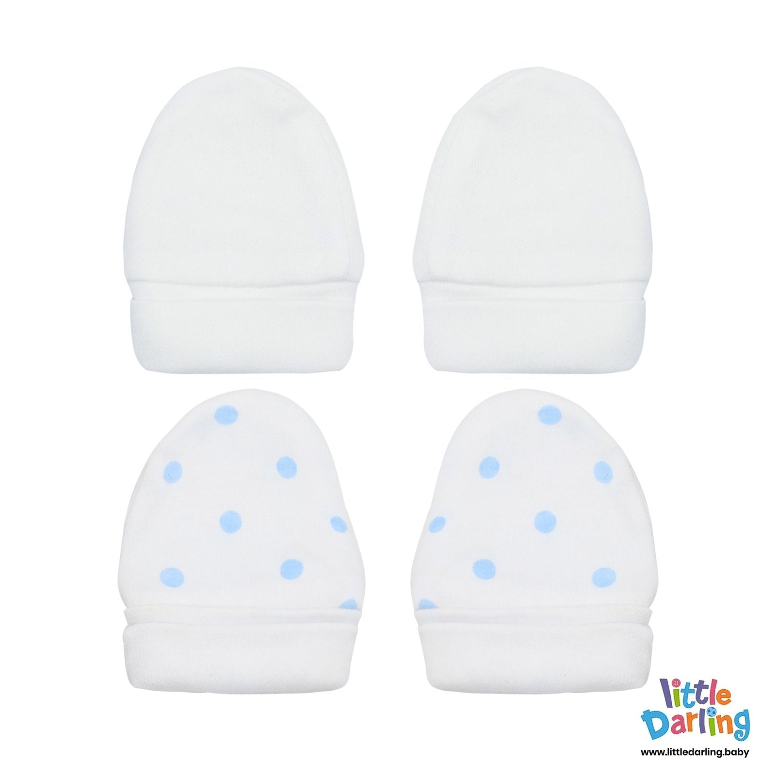 Baby Mittens Pair Pk Of Blue Circle Print Little Darling