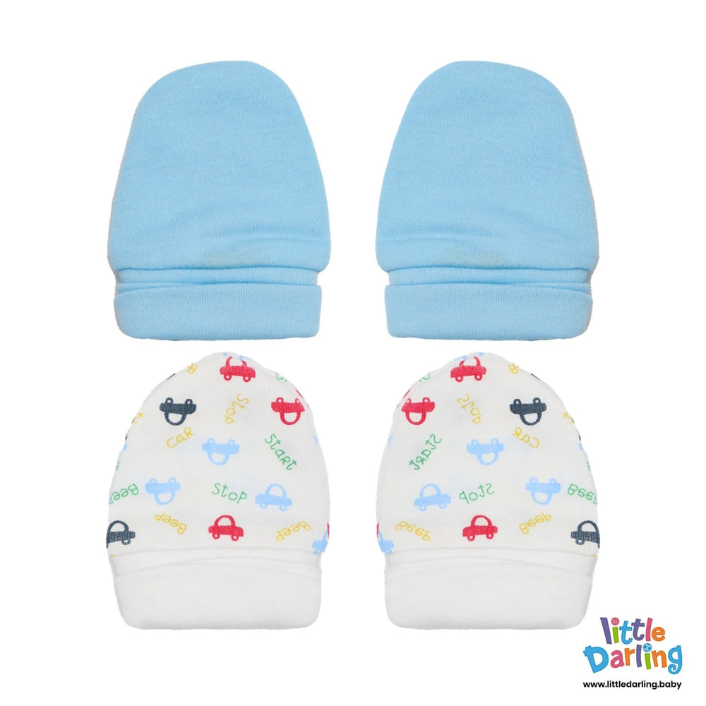 Baby Mittens Pair Pk Of 2 Blue color | Little Darling - Zubaidas Mothershop