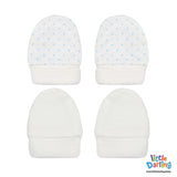 Baby Mittens Pair Pk Of 2 blue dotted | Little Darling - Zubaidas Mothershop