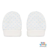 Baby Mittens Pair Pk Of 2 blue dotted | Little Darling - Zubaidas Mothershop