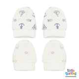Baby Mittens Pair Pk Of 2 Boat Print | Little Darling - Zubaidas Mothershop