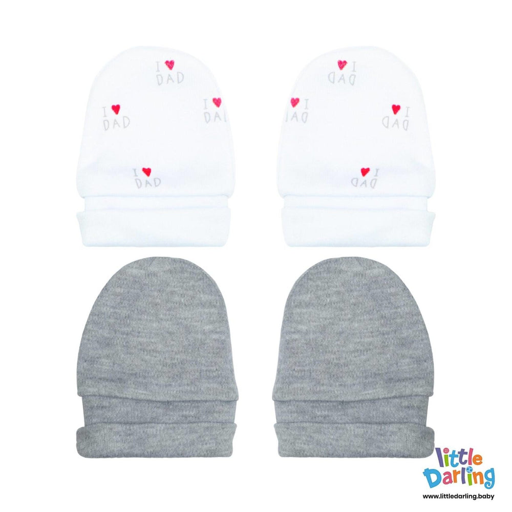 Baby Mittens Pair Pk Of 2 I Love Dad | Little Darling - Zubaidas Mothershop