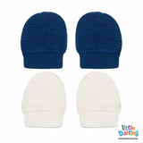 Baby Mittens Pair Pk Of 2 Navy Blue Color | Little Darling - Zubaidas Mothershop