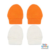 Baby Mittens Pair Pk Of 2 Orange color | Little Darling - Zubaidas Mothershop