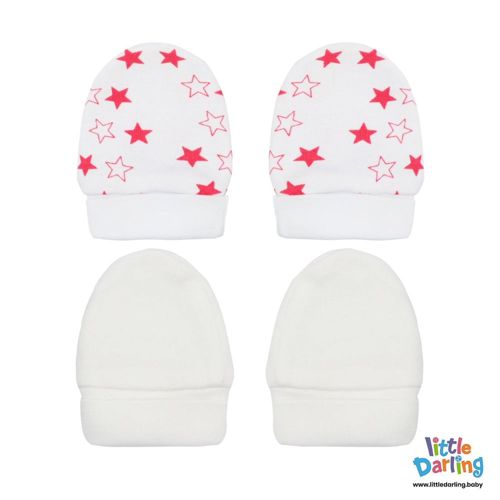 Baby Mittens Pair Pk Of 2 Red Star | Little Darling - Zubaidas Mothershop