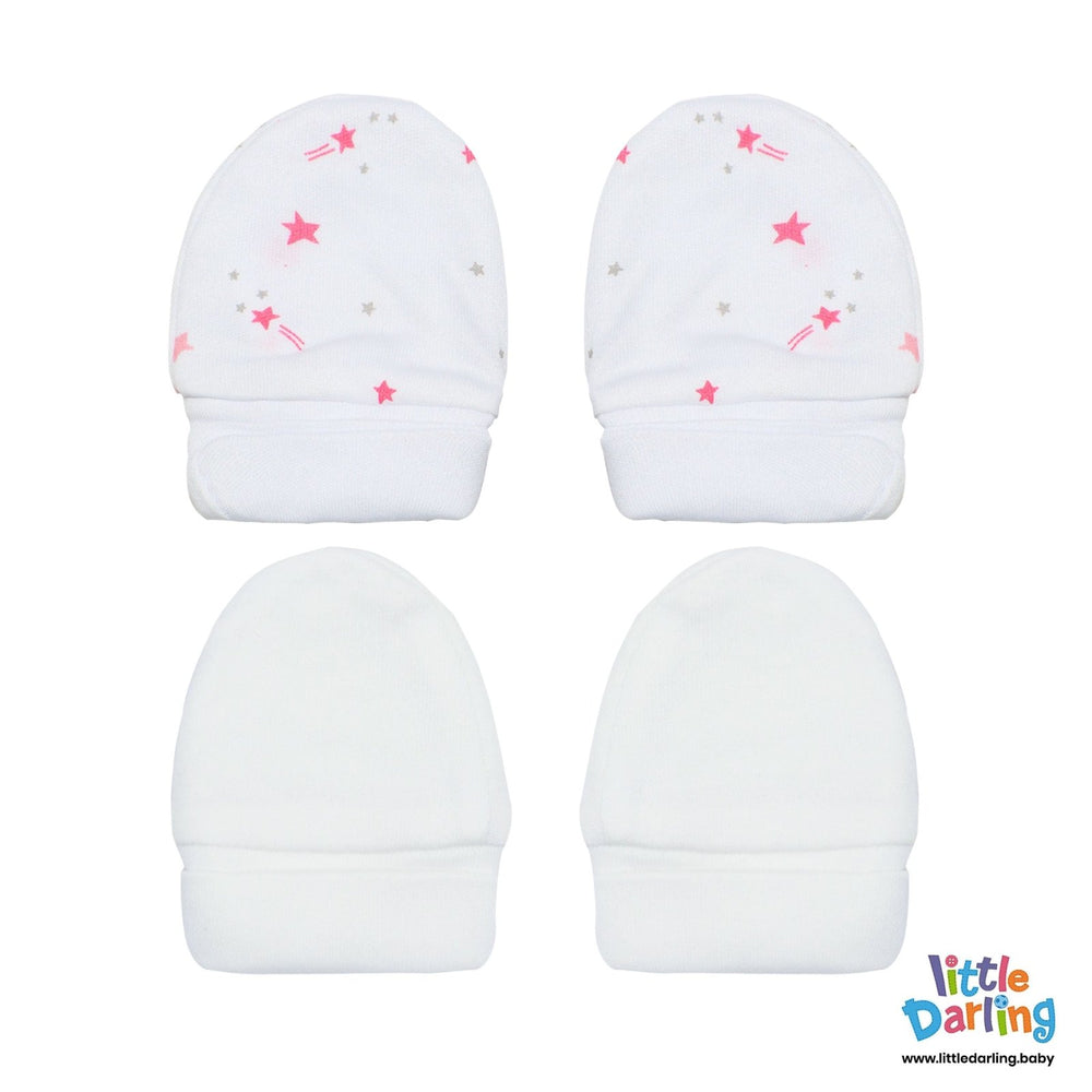 Baby Mittens Pair Pk Of 2 Star Print | Little Darling - Zubaidas Mothershop