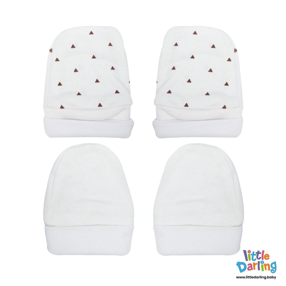 Baby Mittens Pair Pk Of 2 Triangle Print | Little Darling - Zubaidas Mothershop