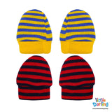 Baby Mittens Pair Pk Of 2 Yellow Stripes | Little Darling - Zubaidas Mothershop
