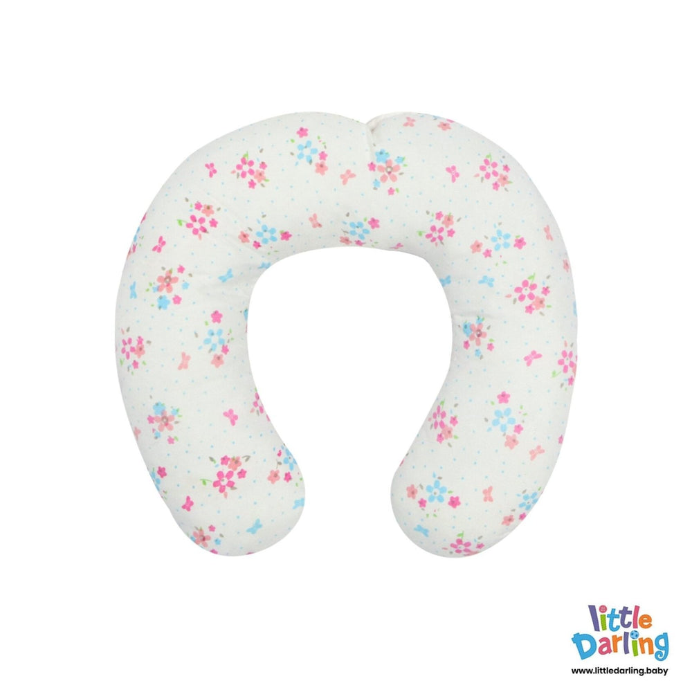Baby Neck Pillow White Color Flower Pattern | Little Darling - Zubaidas Mothershop