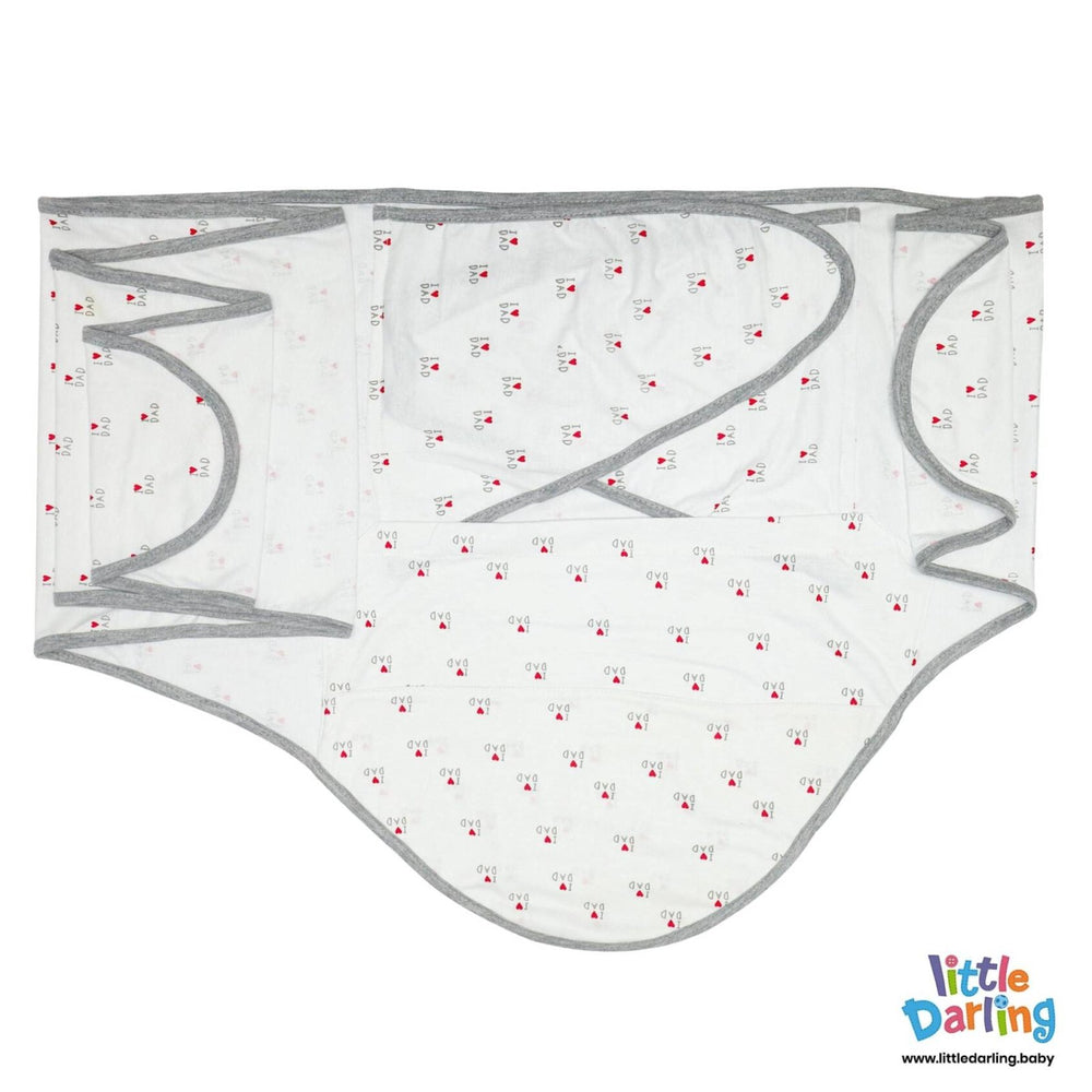 Baby Swaddler White I Love Dad | Little Darling - Zubaidas Mothershop