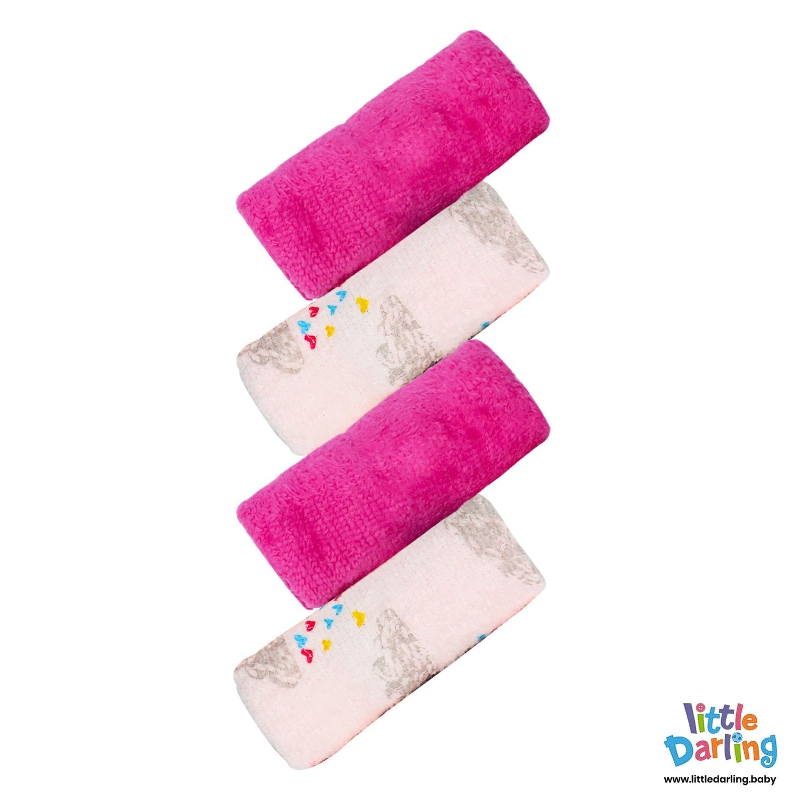 Baby Wash Clothes PK of 4 Shocking Pink Color by Little Darling