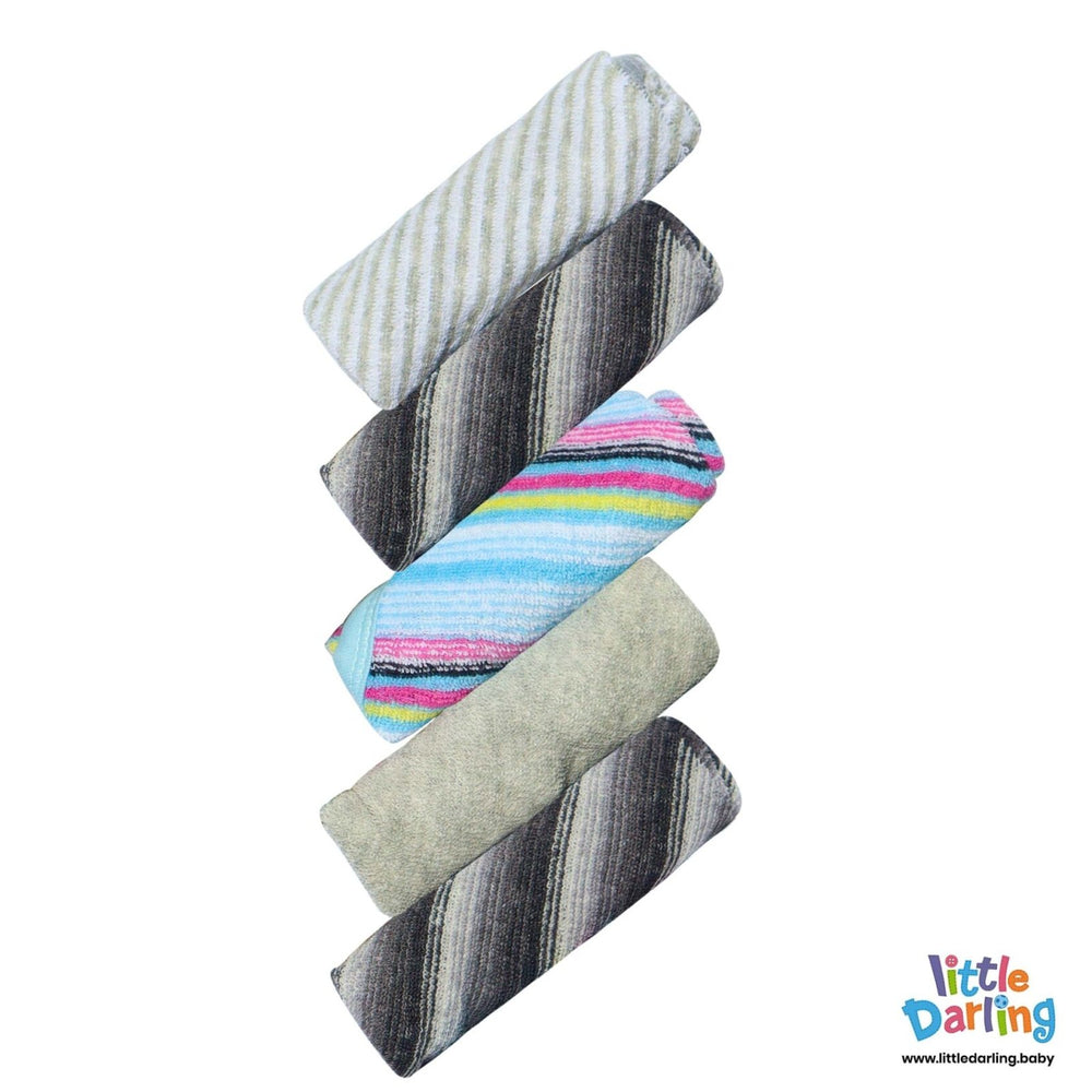 Baby Wash Clothes PK of 5 Grey | Little Darling - Zubaidas Mothershop