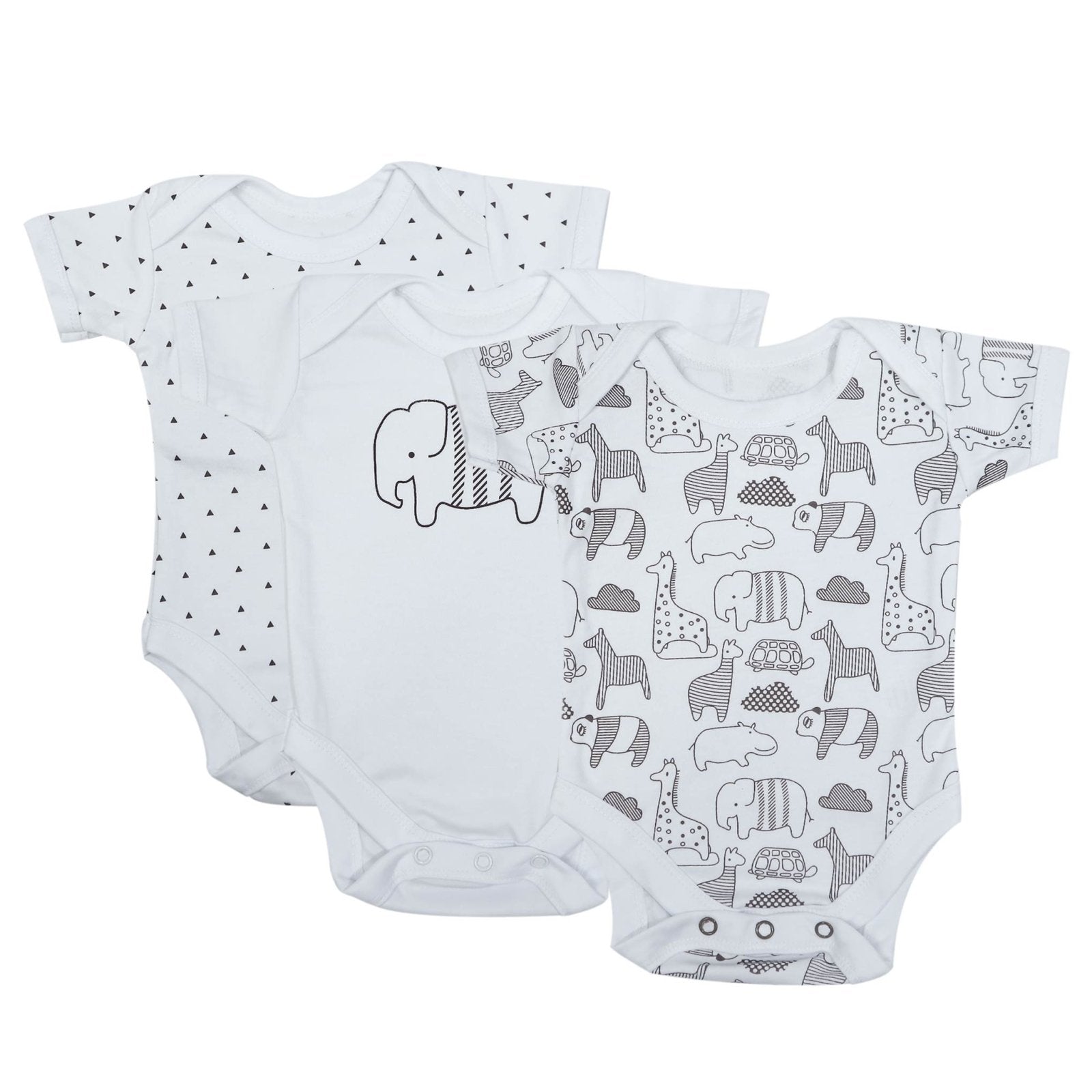 Bodysuit Pack of 3 Half Sleeve Animal Print by Little Darling