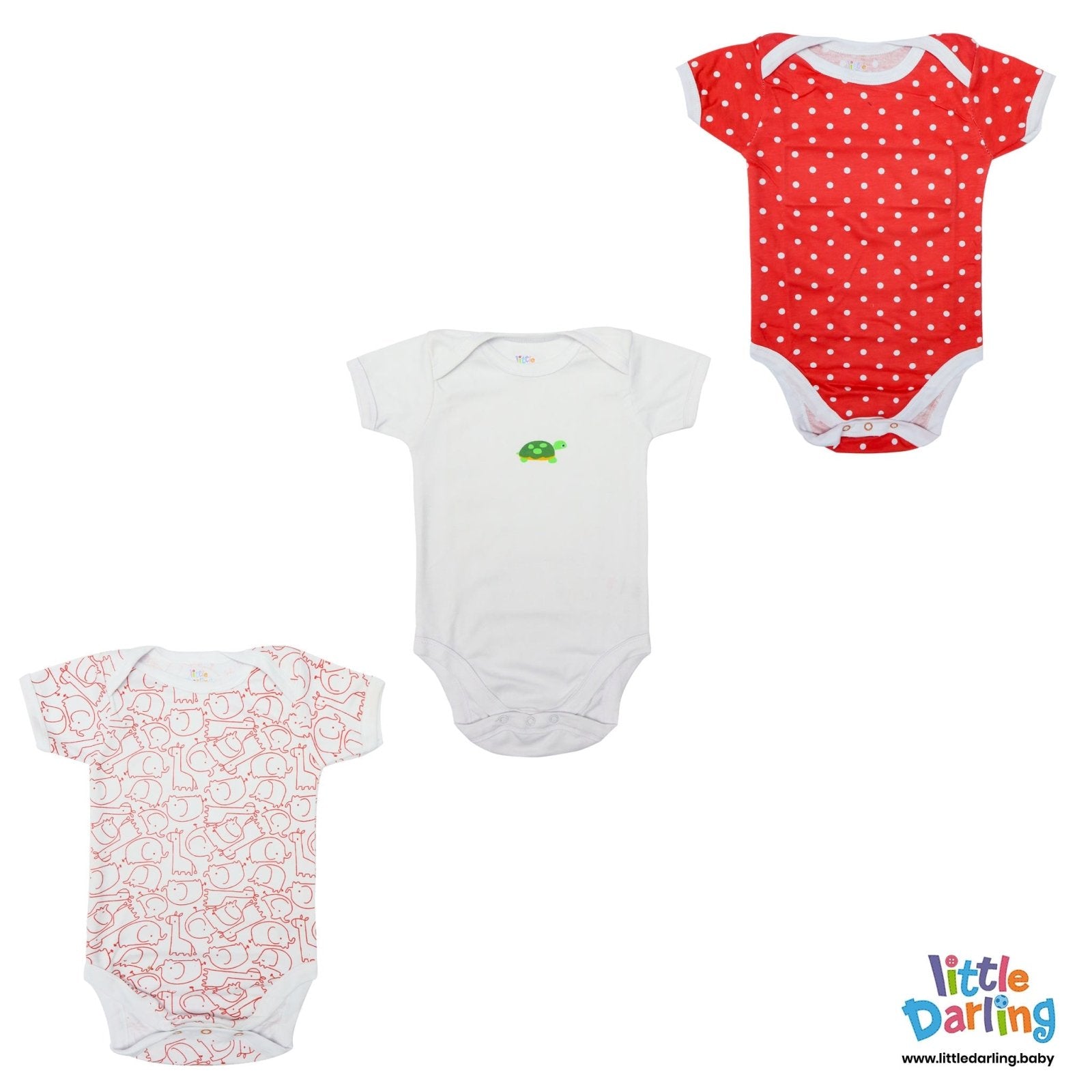 Bodysuit Pack of 3 Half Sleeve Turtle Print by Little Darling