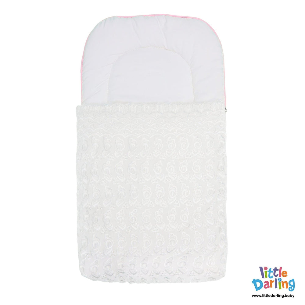 Carry Nest Plain Less Pattern Pink Piping | Little Darling - Zubaidas Mothershop