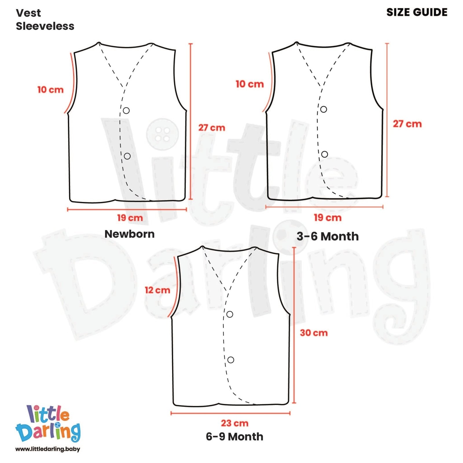 Cotton Vest Pack Of 3 Sleeveless by Little Darling
