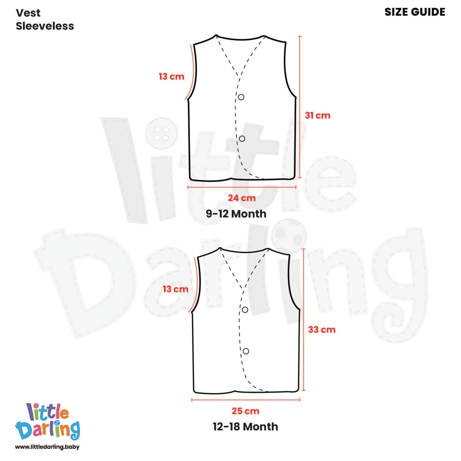 Cotton Vest Pack Of 3 Sleeveless by Little Darling