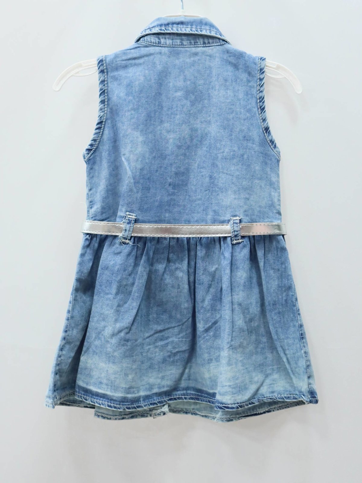 Denim Top for Girls Flower Embroidery