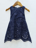 Fancy Frock Flower Embroidery Navy Blue Color - Zubaidas Mothershop