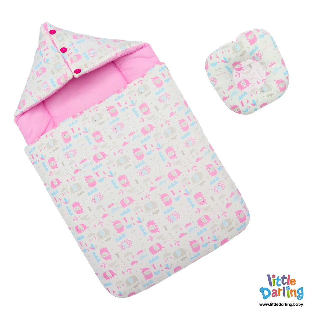 Hooded Baby Carry Nest Cute Elephant & Turtle | Little Darling - Zubaidas Mothershop