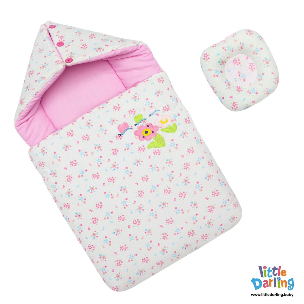 Hooded Baby Carry Nest Flower Print | Little Darling - Zubaidas Mothershop