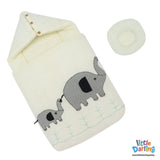 Hooded Baby Carry Nest With Pillow Embossed Elephant Print | Little Darling - Zubaidas Mothershop