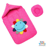 Hooded Baby Carrynest Happy Face With Pillow Pink Color | Little Darling - Zubaidas Mothershop