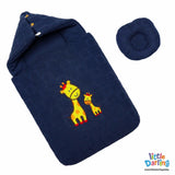 Hooded Baby Carrynest With Pillow Giraffe Embroidery | Little Darling - Zubaidas Mothershop