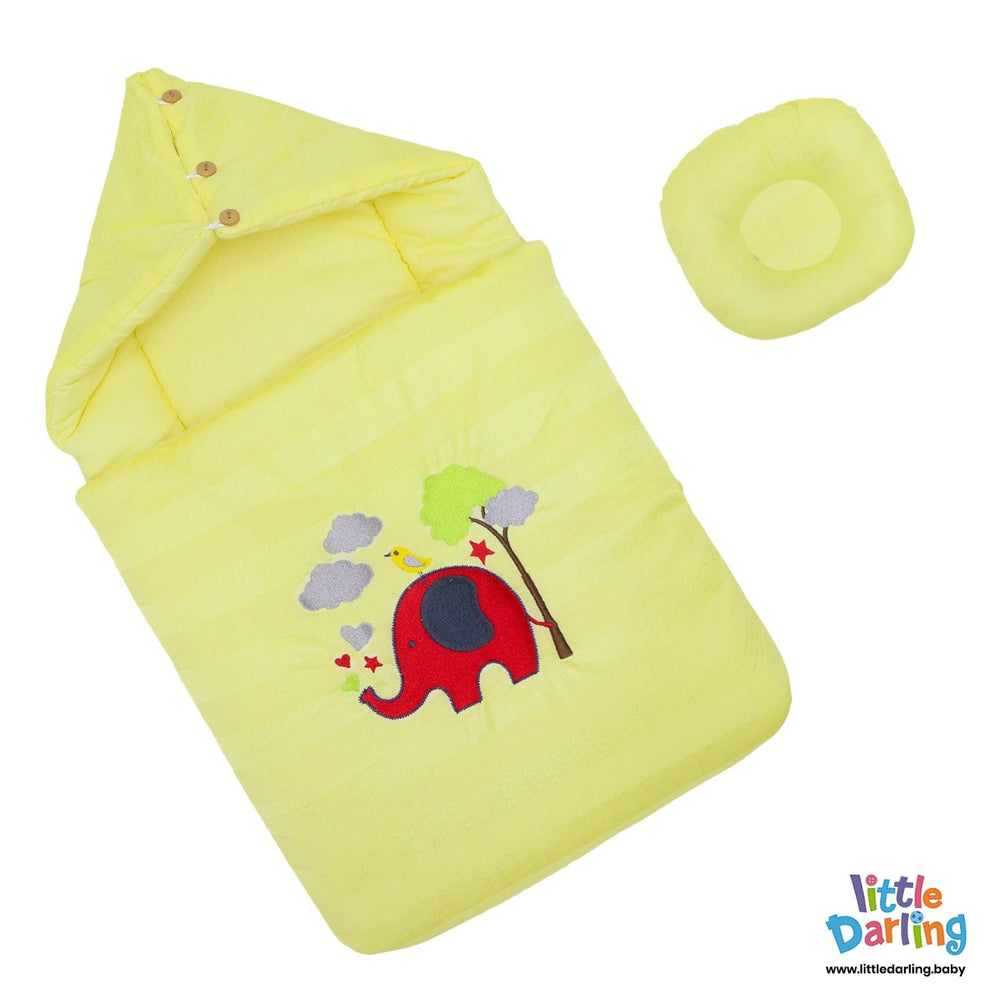 Hooded Carry Nest With Pillow Elephant Print | Little Darling - Zubaidas Mothershop