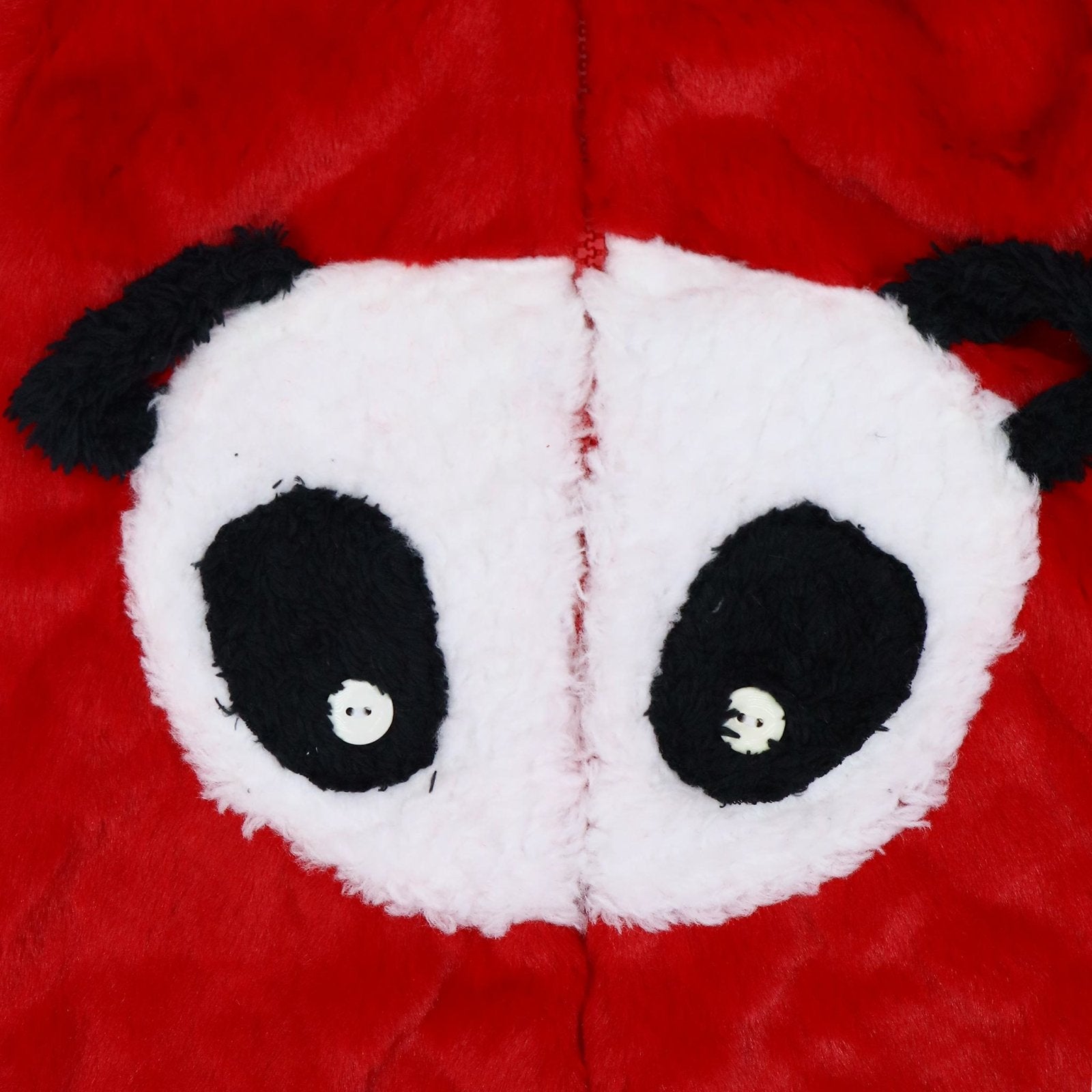 Hooded Fleece Romper Cute Panda Red by Little Darling