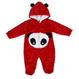 Hooded Fleece Romper Cute Panda Red | Little Darling - Zubaidas Mothershop