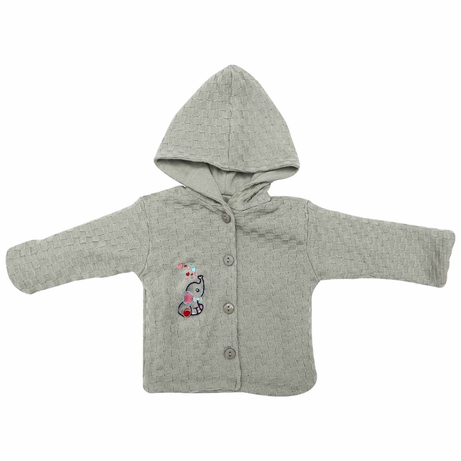 Hooded Jacket Elephant Embroidery Gray Color by Little Darling