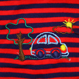 Hooded Jacket Red Stripes Car Embroidery | Little Darling - Zubaidas Mothershop