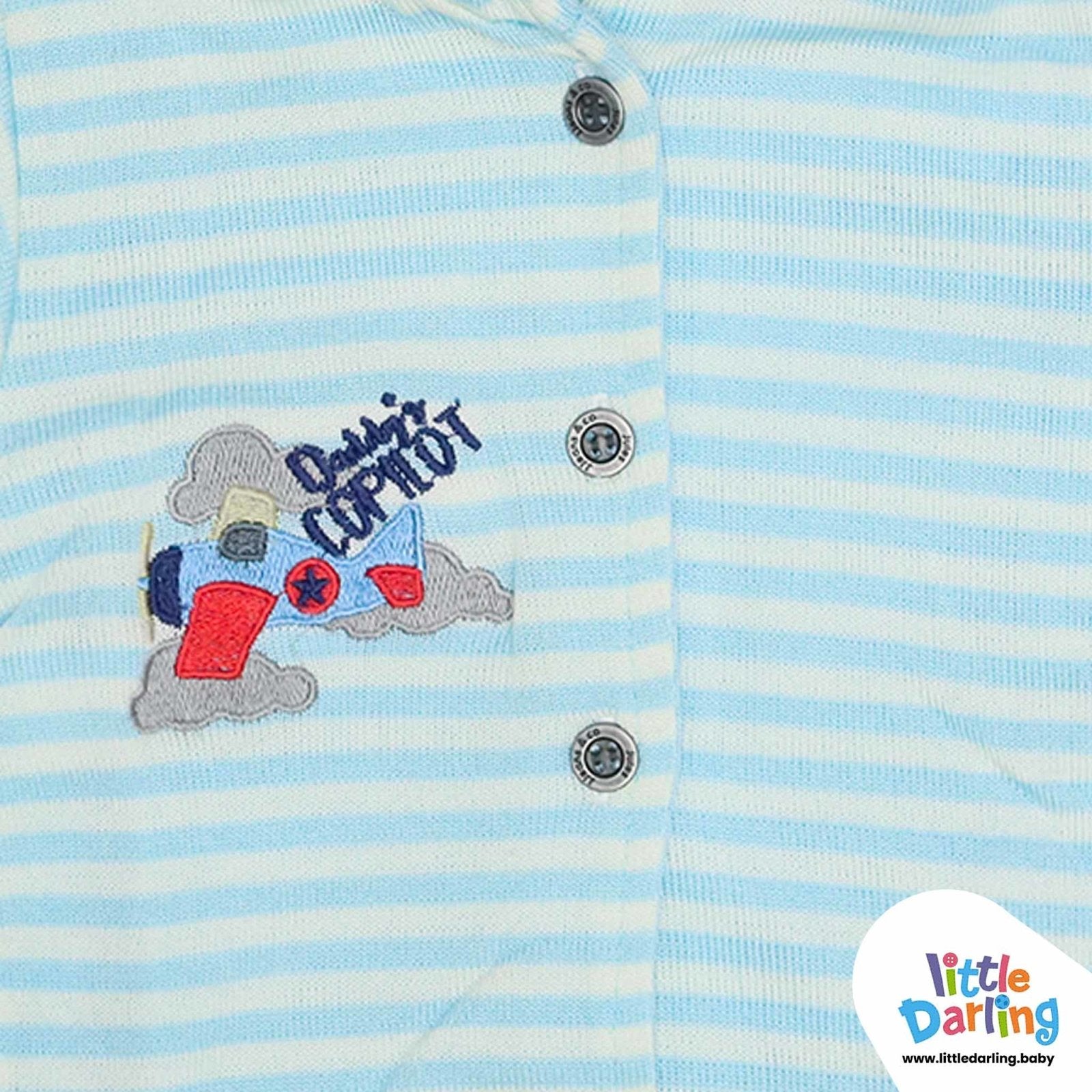 Hooded Jacket Sky Blue Strips by Little Darling